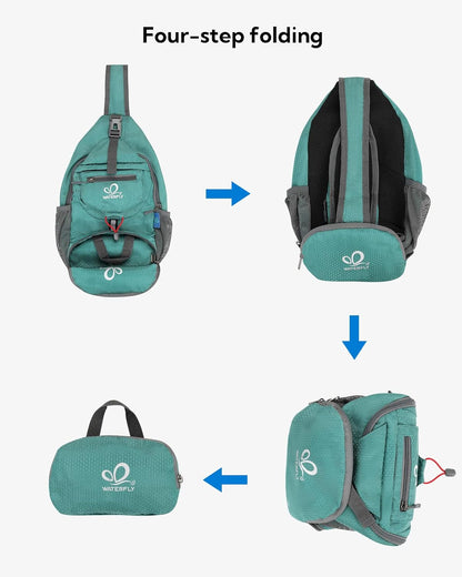 WATERFLY Packable Small Crossbody Sling Backpack Shoulder Chest Bag Daypack for Hiking Traveling