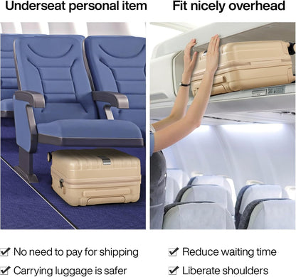 Hanke 16 Inch Underseat Carry on Suitcases with Wheels,Lightweight Hard Shell Carry on Luggage for Weekender, Travel Approved Small Suitcase,Travel Luggage for Womem Men,Cuba Sand pink.