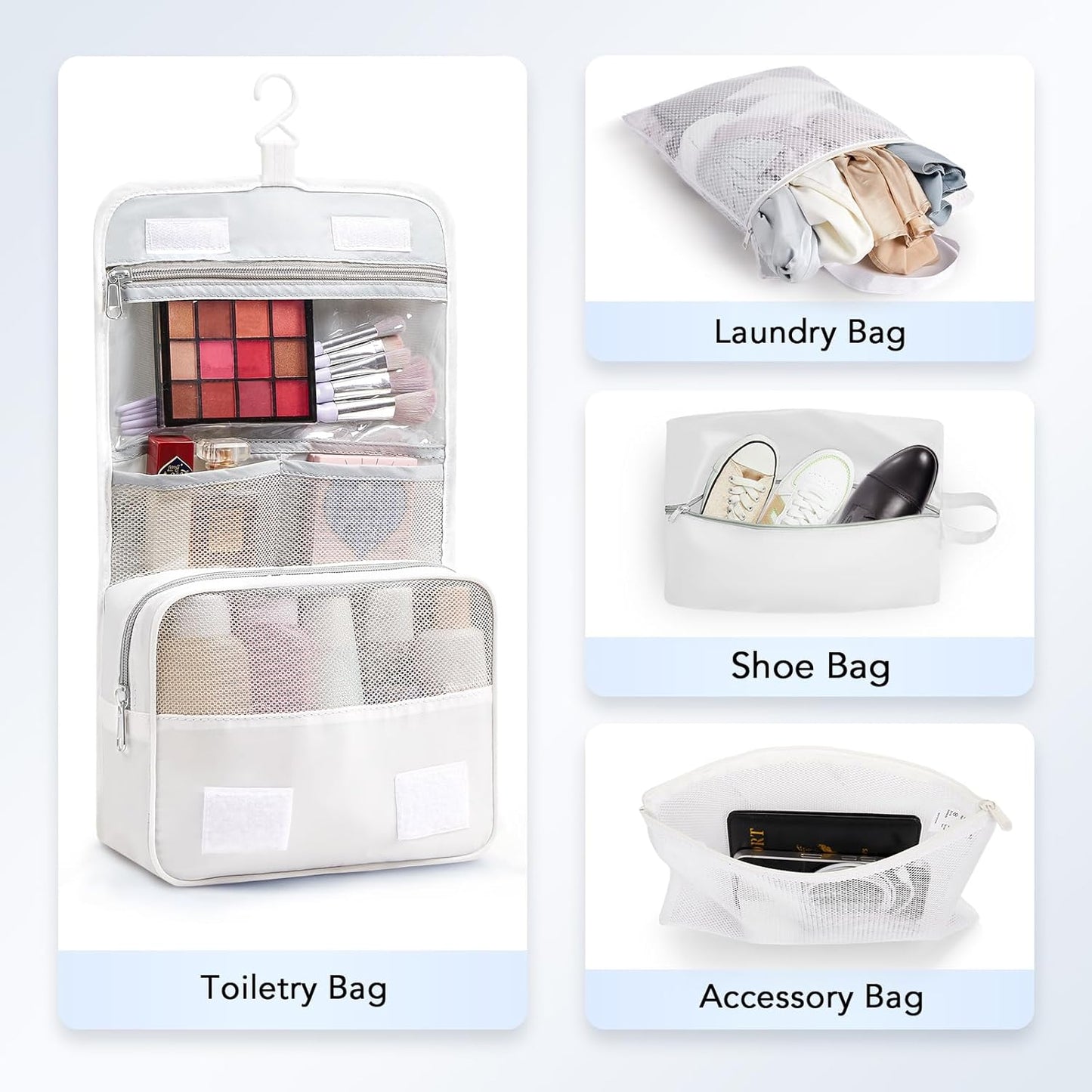 8 Set Compression Packing Cubes for Travel Essentials,Compressible Expandable Packing Cubes for Suitcase,OlarHike Luggage Organizer Bags for Travel,Handy Helper for Organizing Clothes(White)