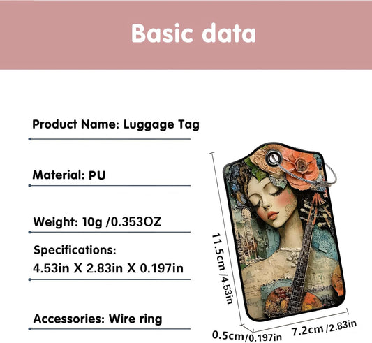 Luggage Tags for Suitcases, 2-Pack PU Leather for Cruise & Travel, Baggage ID Tags with Privacy Cover & Address Card, Durable Metal Ring, Kids Adults Travel Accessories, Floral Serenade