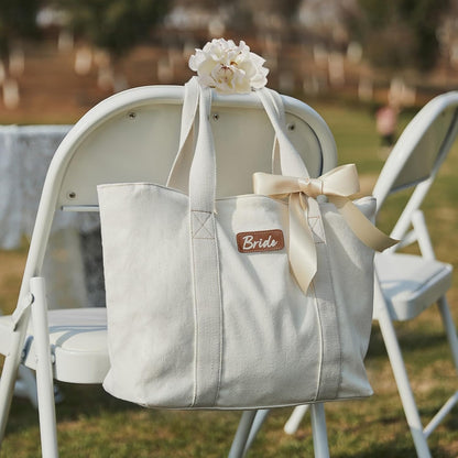 AW BRIDAL Monogram Canvas Tote Bag for Chrismas, Bridal Shower, Retirement, Birthday Gifts for Women Mom Wife Sister Friends