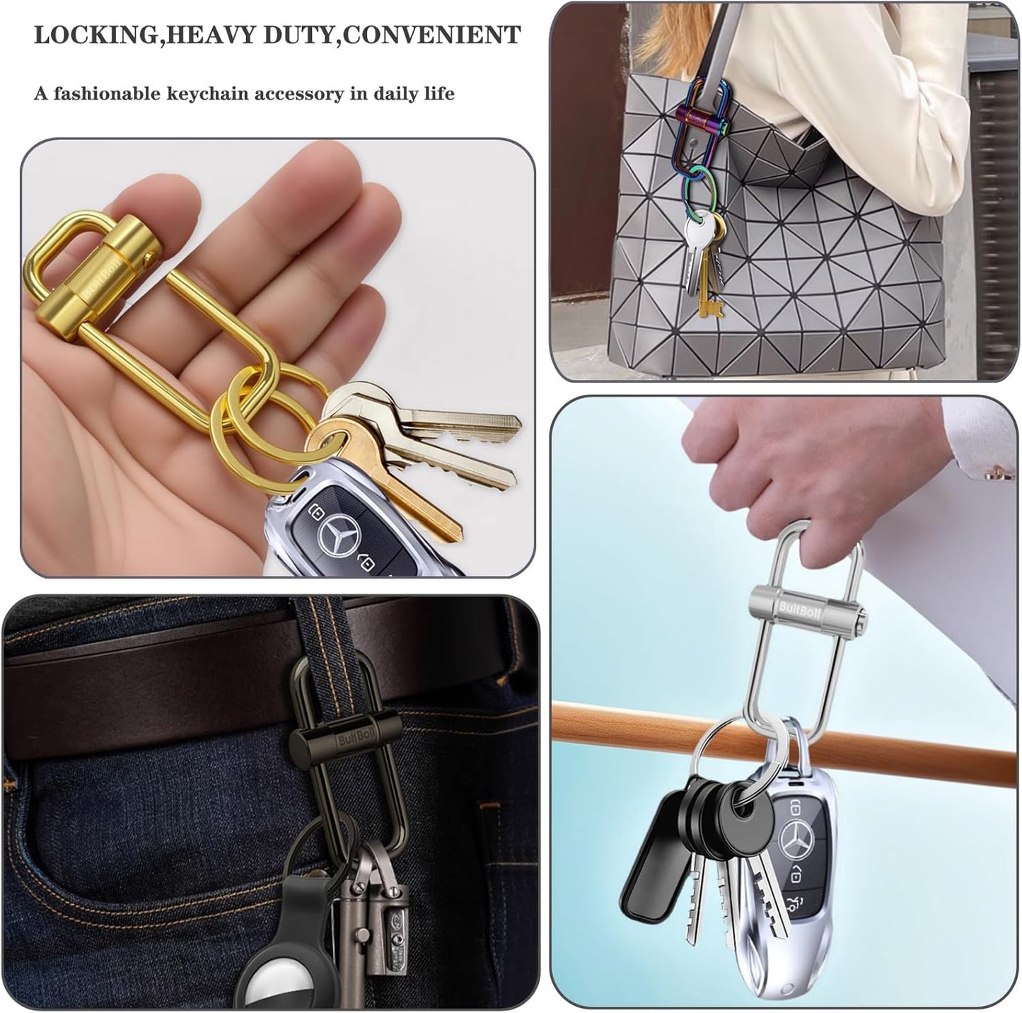 Key Chain, Heavy Duty Lock Key Ring Keychain Clip Key Holder Organizer for Home Car Keys Women Men