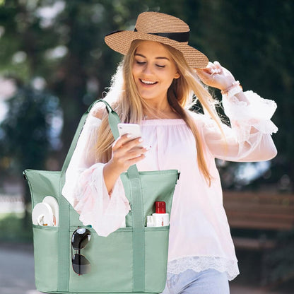 LEDAOU Beach Bags for Women, Beach Bags Waterproof Sandproof, Packable Beach Tote Bag with Zipper Travel Sports