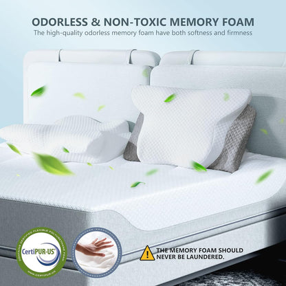 ZAMAT Adjustable Cervical Memory Foam Pillow, Odorless Neck Pillows for Pain Relief, Orthopedic Pillows for Sleeping with Cooling Pillowcase, Ergonomic Support Pillow for Stomach, Back, Side Sleeper