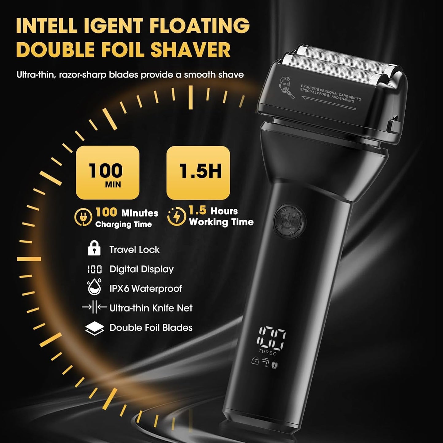 4 in 1 Hair Clippers for Men, Professional T-Blade Trimmer, Electric Foil Shaver, Nose Hair Trimmer, Cordless, LCD Display, Grooming Kit(Black)