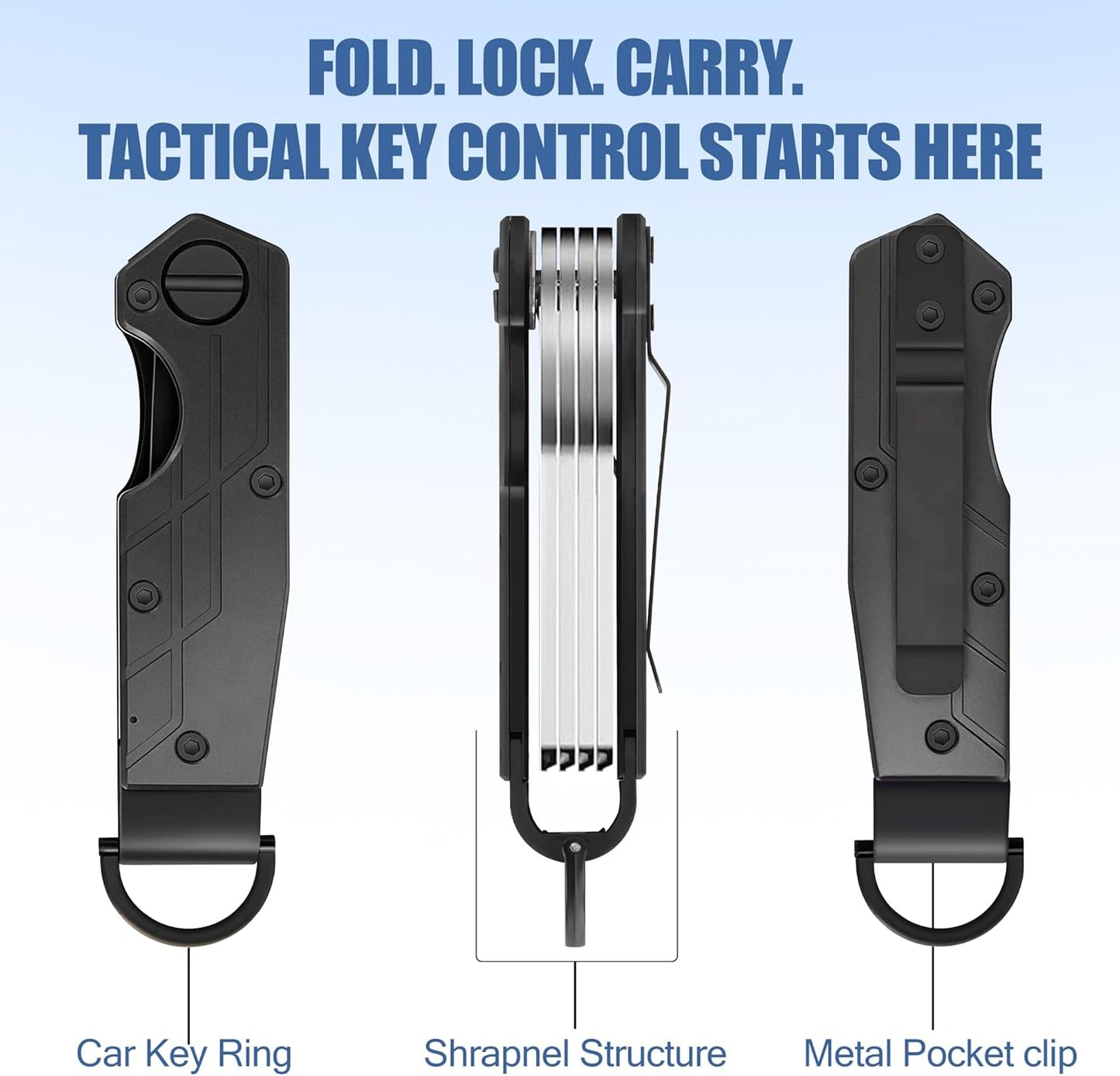 Key Organizer for Men Compact Key Holder Minimalist Key Case Metal Key Chain Key Holder for Keychain Secures 2-5 Keys