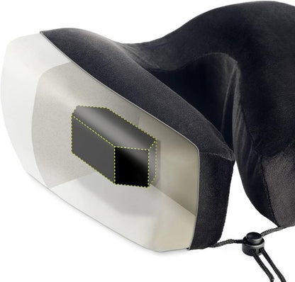 Lewis N. Clark Contoured Memory Foam Hexform Travel Cervical Neck Pillow for Shoulder & Neck Pain, Airplane, Camping, Kids & Adults, Premium, Black