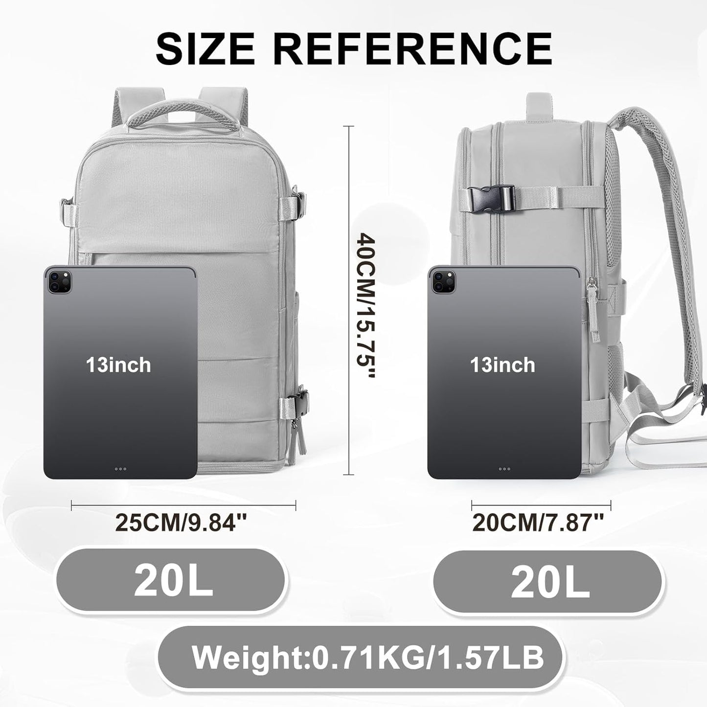 coowoz Travel Backpack Carry On for Women Man Gym Backpacks with Laptop Compartment Mochila de Viaje Teacher Personal Item Backpack Airplane Accessories Must Haves Grey Small