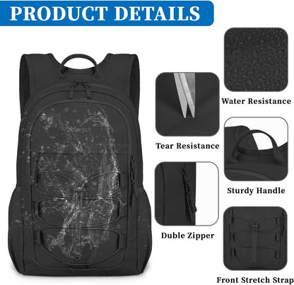 ZOMFELT Hiking Backpack for Women Men, 25L Lightweight Packable Backpacks for Trip, Water Resistant Small Travel Backpack, Foldable daypack for Hiking, Walking, Cycling, Camping, Black