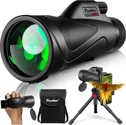 12x60 Monocular Telescope High Powered with Smartphone Adapter Tripod and Portable Bag, Larger Vision Monoculars for Adults with BAK4 Prism & FMC Lens, Suitable for Bird Watching Hiking Travel