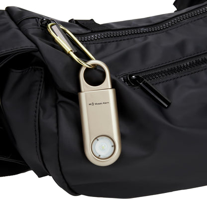 130dB Personal Safety Alarm Strobe Light. Loud Sound Keychain Siren with Carabiner for Women, School Children, Night Runners, Hiking. Bear Alarm Deterrent. SOS Emergency Self Defense Alerts. Gold