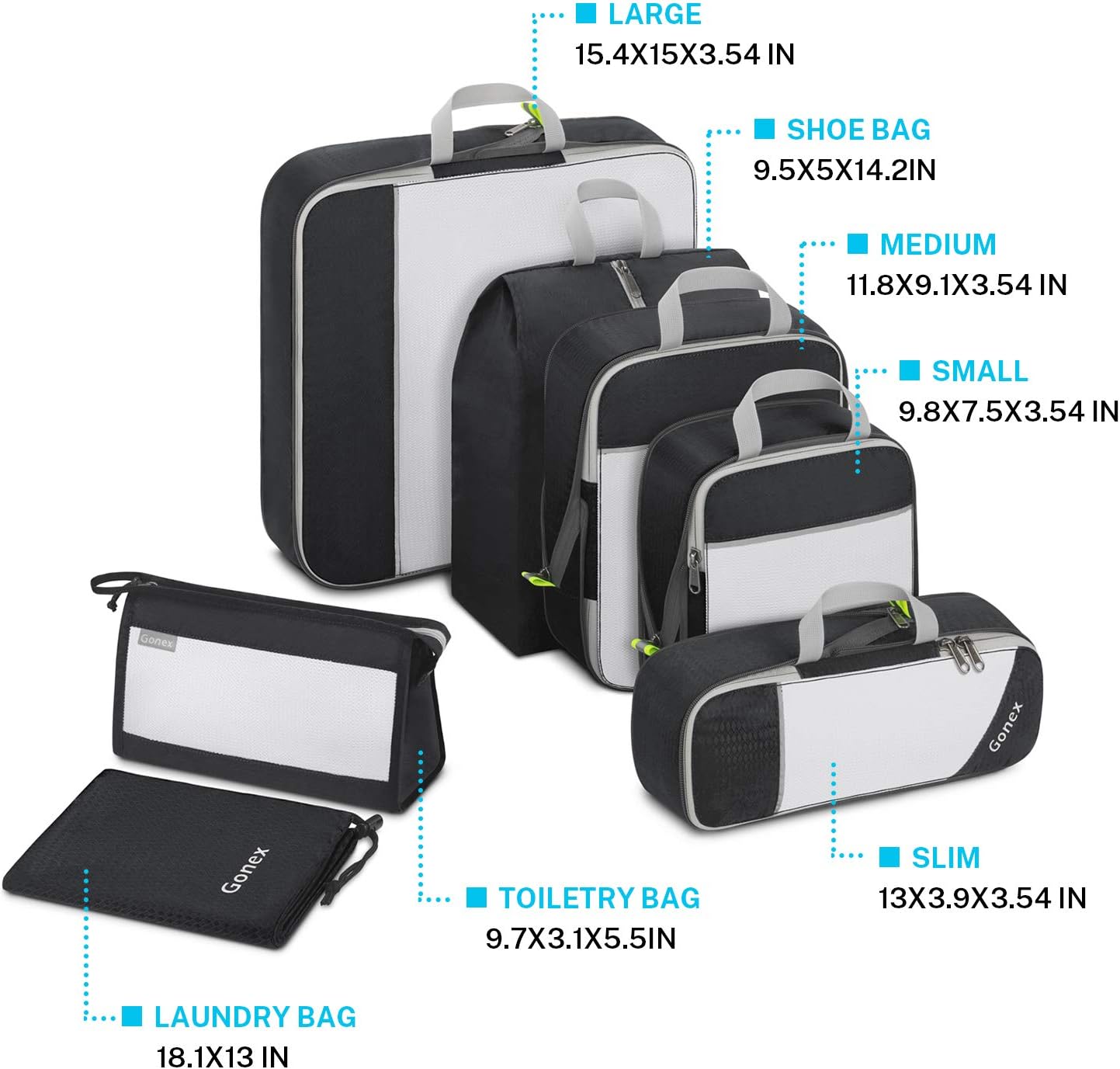 Compression Packing Cubes, Gonex Extensible Storage Mesh Bags Organizers