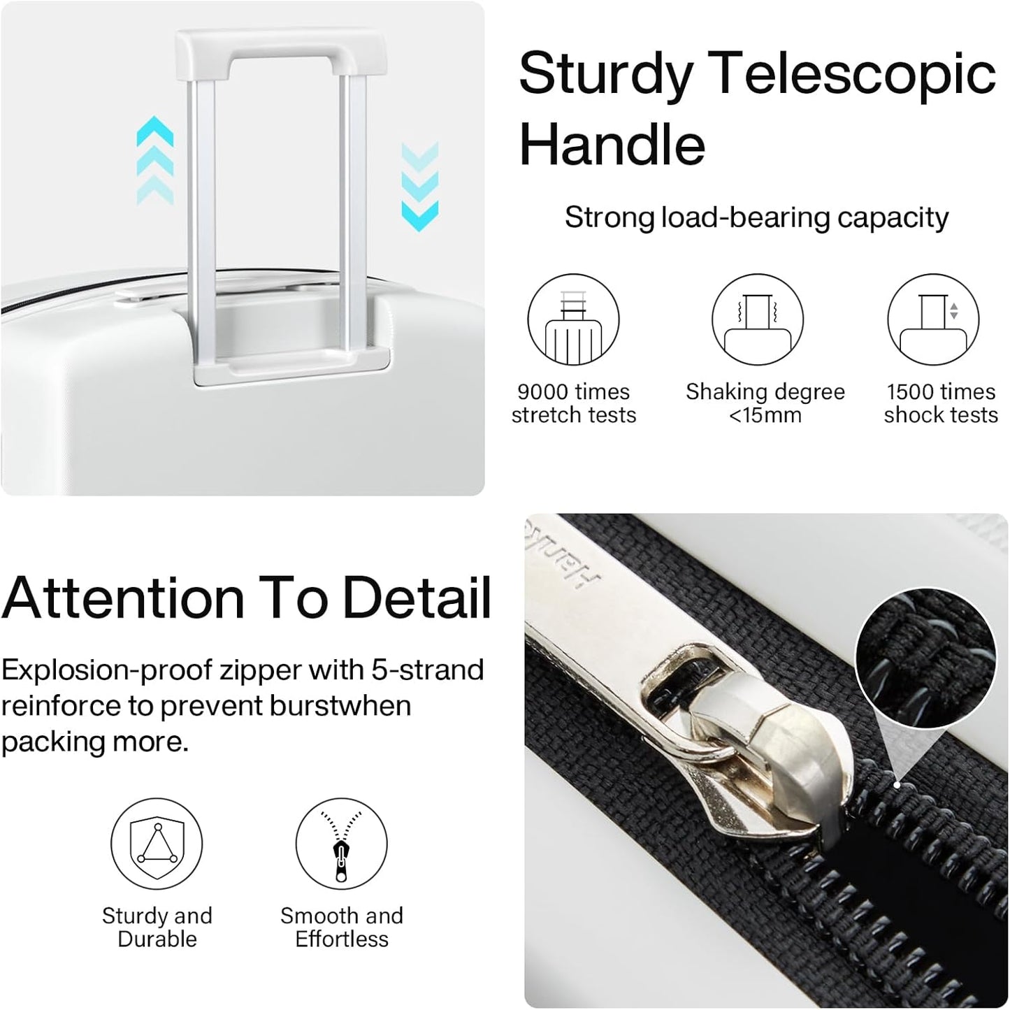 Hanke Hard Shell Luggage Sets 3 Pieces, Carry On and Checked Luggage Sets with Spinner Wheels, Durable PC Hardside Rolling Suitcase for Travel (16/24/28 Inch,Smoke White)