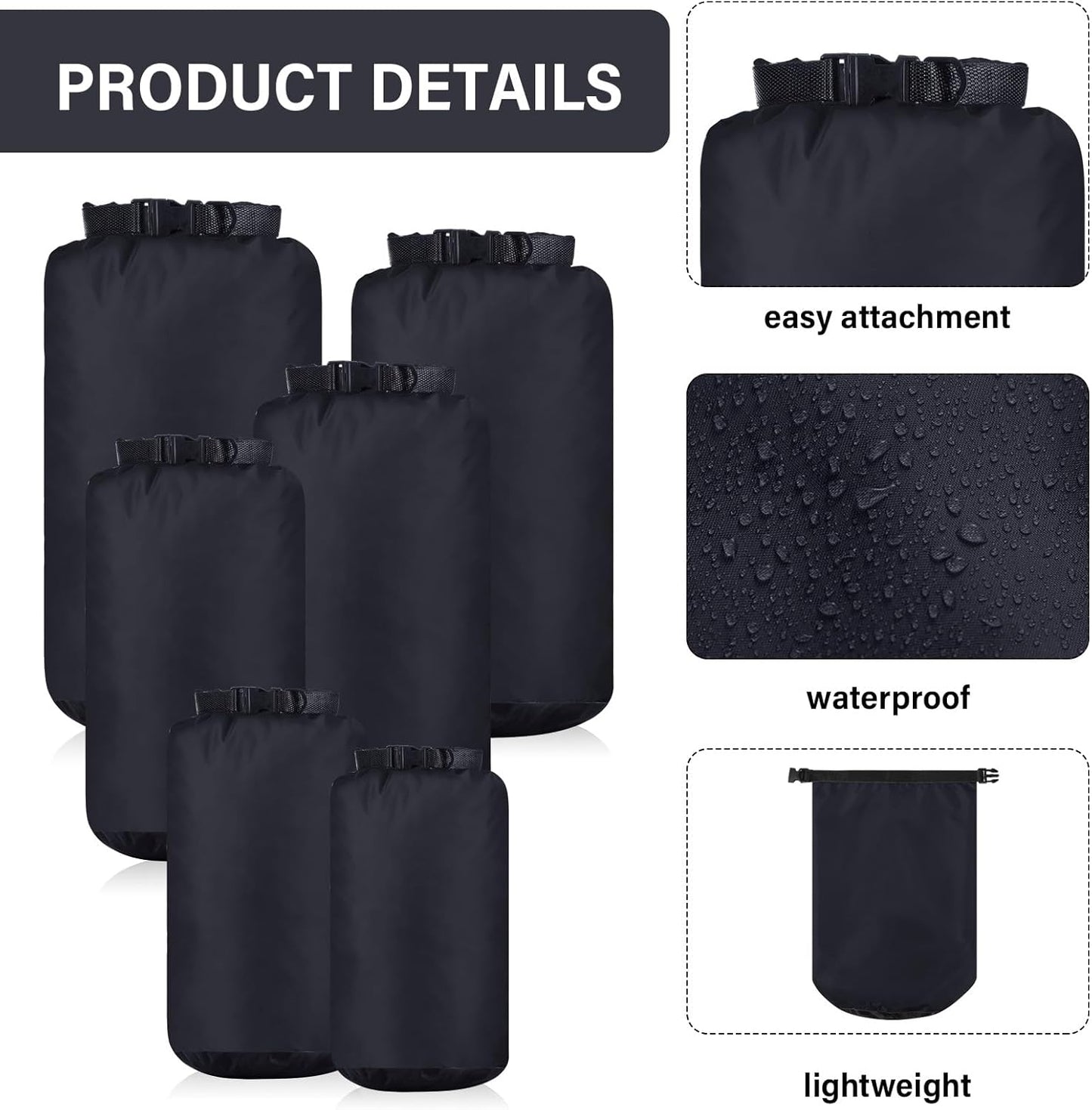 6 Pcs Waterproof Dry Bag Sack Lightweight Outdoor Dry Bags 35 L, 20 L, 15 L, 10 L, 5 L, 3 L Waterproof Boat Bag for Kayaking, Backpacking, Hiking, Camping Rafting(Black)