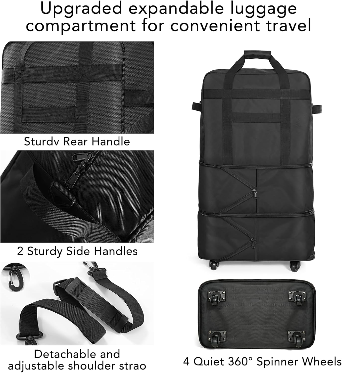 Suitcases with Wheels, Expandable Foldable Luggage Bag