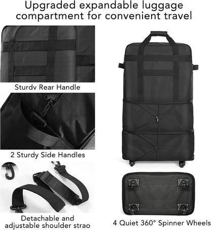 Suitcases with Wheels, Expandable Foldable Luggage Bag