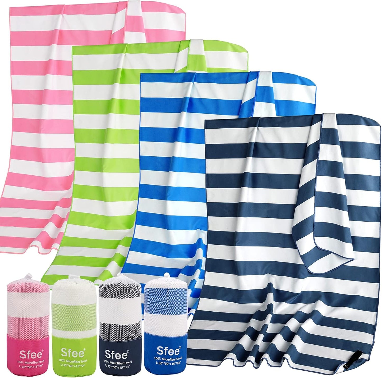 Sfee 2 in 1 Microfiber Beach Towel, Quick Dry Towel Camping Towel Travel Towel Super Absorbent Compact Lightweight Sports Gym Towels Set for Beach, Gym, Hiking, Pool, Backpacking, Bath, Yoga