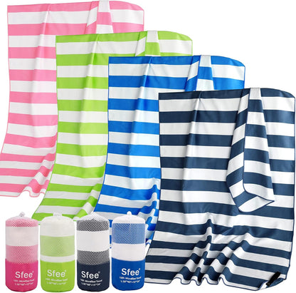 Sfee 2 in 1 Microfiber Beach Towel, Quick Dry Towel Camping Towel Travel Towel Super Absorbent Compact Lightweight Sports Gym Towels Set for Beach, Gym, Hiking, Pool, Backpacking, Bath, Yoga