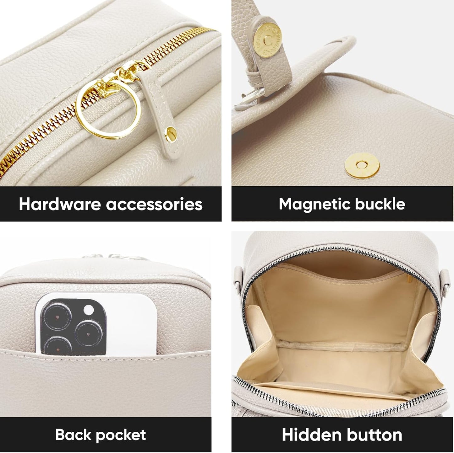 1060 Leather Crossbody Bags for Women Anti-Theft Vegan Purse with Card Slots, Travel Shoulder Bag, Waterproof Crossbody Purse