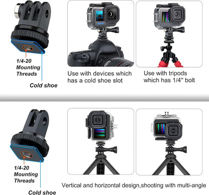 SOONSUN Waterproof Case for GoPro Hero 13 12 11 10 9 Black,196FT/60M Underwater Protective Diving Housing with Accessories, Built-in Dual Cold Shoe Mount to Connect Video Light and Microphone