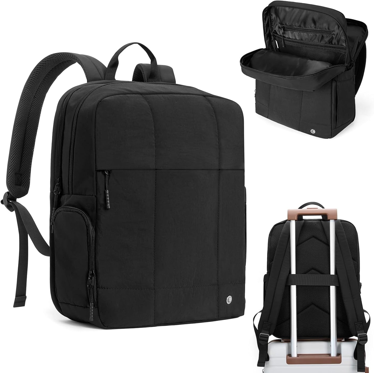 CLUCI Lightweight Travel Backpack Carry on Flight Approved, Puffy Gym Backpack with Shoe Compartment, Personal Item Travel Bag, 15.6 inch Laptop Backpack for Weekender Business