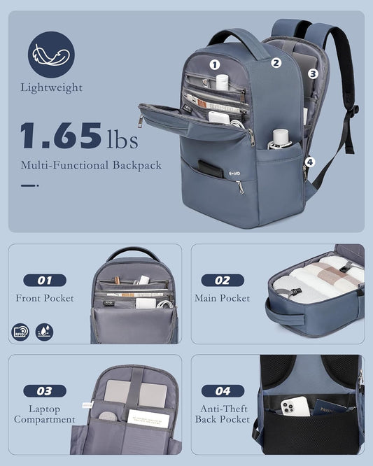 Coolife Luggage Sets 3 Piece, 20In Carry On Luggage with Spinner Wheels PC Hardside Suitcase Set with Travel Backpack (Blue, Backpack/TB/20)