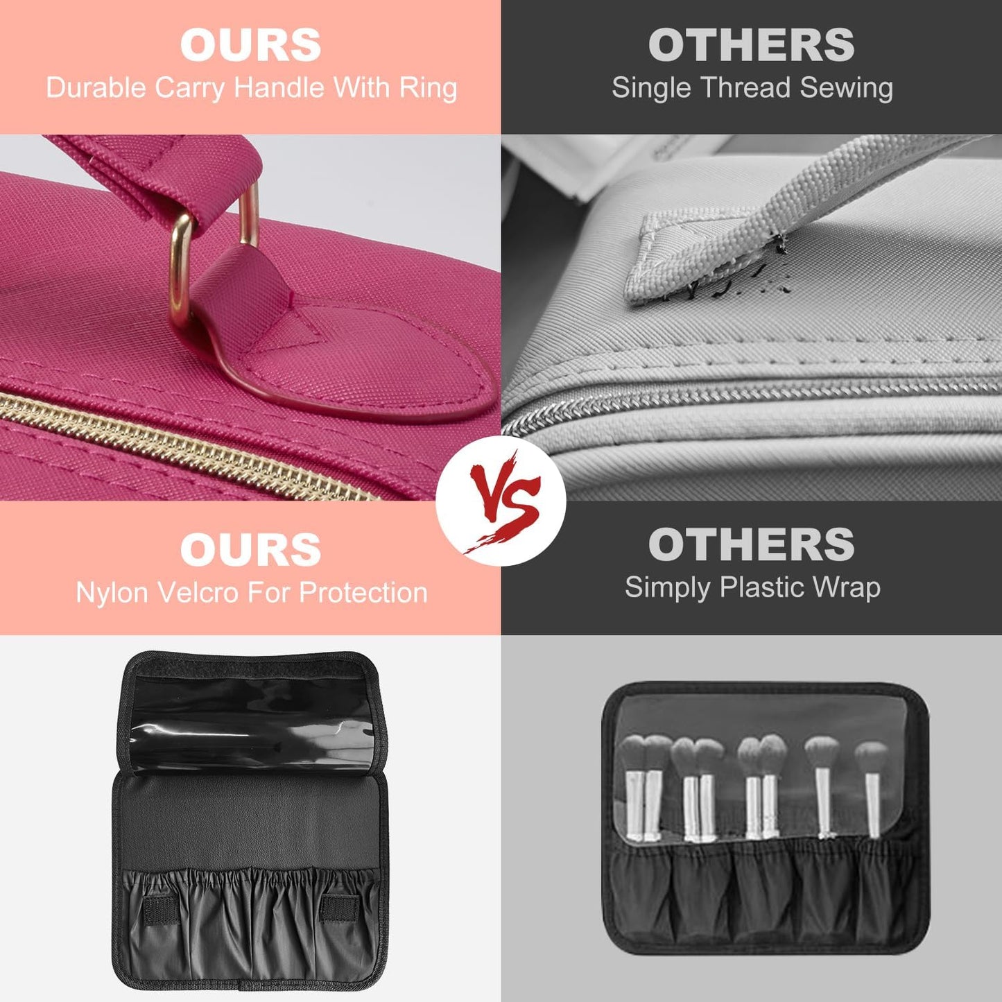 Mocado Travel Makeup Bag with LED Lighted Mirror,Travel Makeup Organizer,Makeup Case with 3 Color Lighted Setting and 10x Magnifying Mirror,Portable Storage and Adjustable Dividers Makeup Box(Violet)