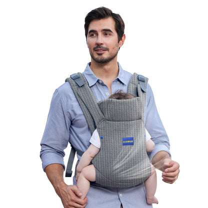 Baby Carrier Newborn to Toddler,Newborn Carrier(7-25lbs) with Head Support, Cozy Baby Wrap Carrier, with Hook&Loop for Easily Adjustable, Soft Fabric (Breathable Black) (Summer-Gray)