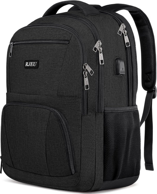 School Backpack for Teen Boys,15.6 Inch Anti Theft Laptop Bookbag with USB Charging Port, Water Resistant College, High School, Ergonomic Straps, Multiple Compartments, Men, Black