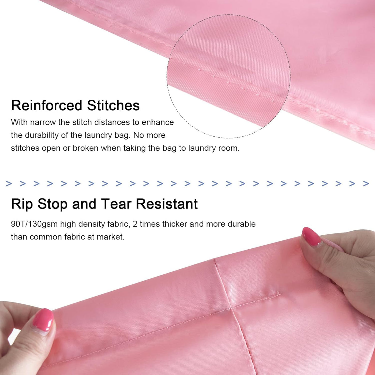 Polecasa Small Heavy Duty Laundry Bag with 130gsm Tear Resistant Fabric and Handles, Easy to Carry Durable Dirty Clothes Drawstring Bag, Perfect for College Dorm, Travel 21”x24”, Pink