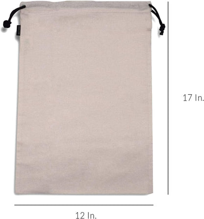 ZENPAC Travel Shoe Bag, Beige Duster Flannel Pouch Drawstring Closure, Washable Breathable Cotton Fabric for Cowboy Boot Storage, Luggage, 12x17, 2 Pack