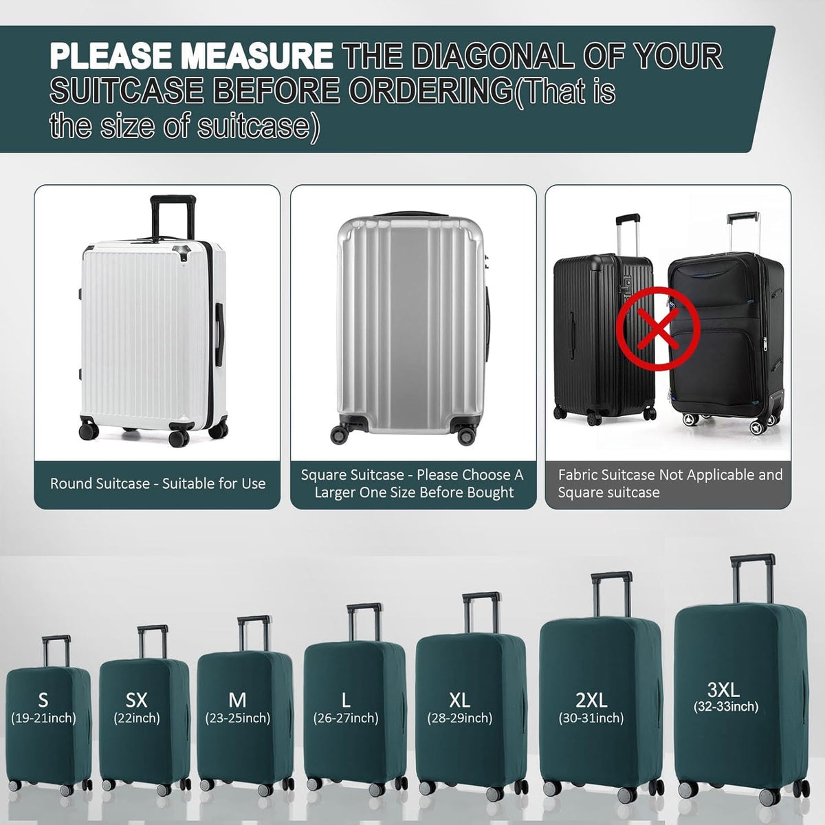 Travel Luggage Cover - Scratch-Resistant Fit 19-33 Inch, Avocado Green, 3XL