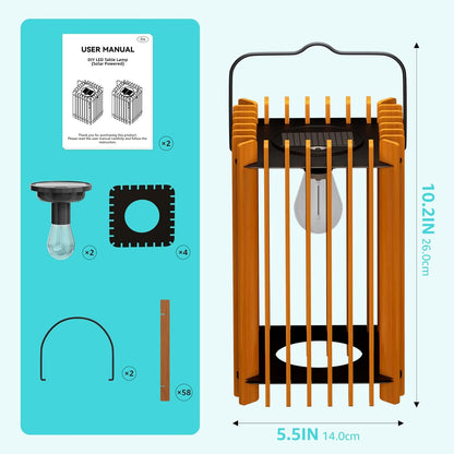 2 Set Solar Lantern Outdoor LED Hanging Solar Lantern with IP44 Rattan Outside Rating for Patio Garden Decor for Outside Porch Yard Table Top Decorative Tree Home(Square