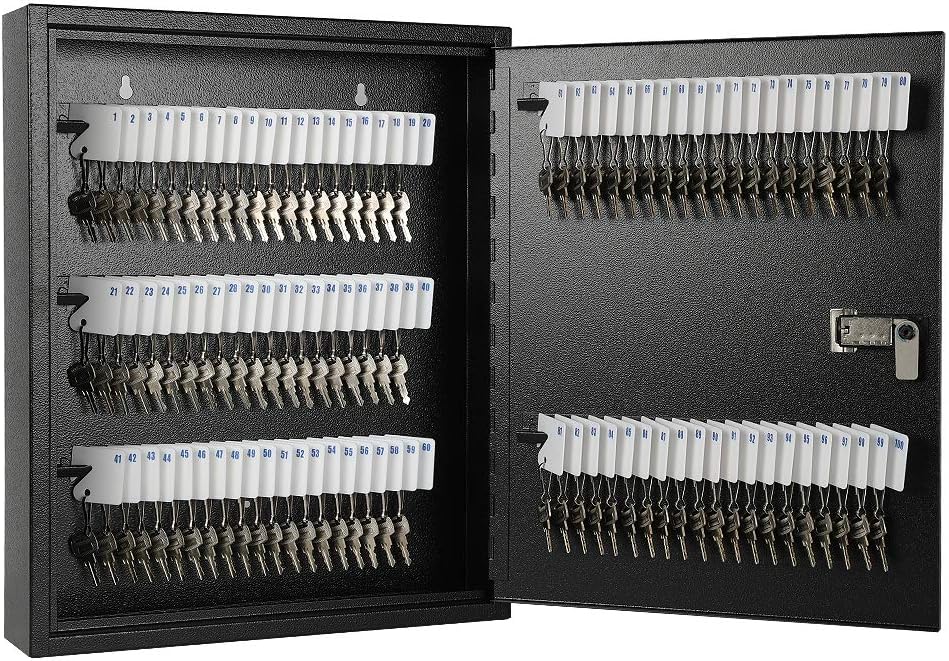 KYODOLED 100Keys Key Cabinet Organizer, Key Lock Box Wall Mount with Code, Large Keys Storage Combination Lock Box,17"x 12.99" x 3.26" (Black,100 Key)
