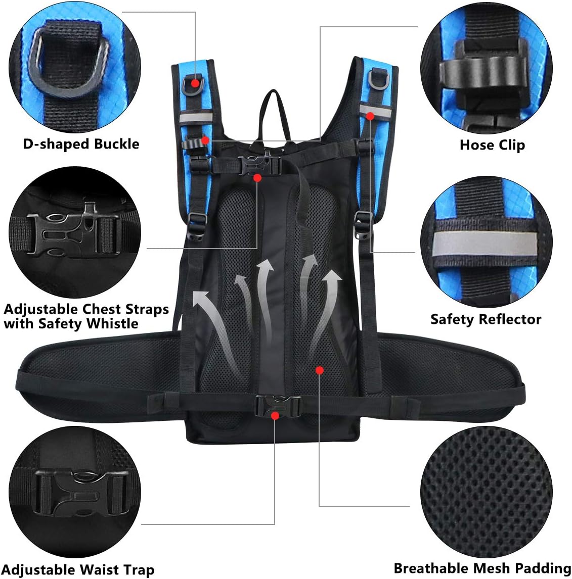 Insulated Hydration Pack Backpack with 3L BPA Free Leak-Proof Water Bladder, Keep Liquids Cool for Up to 5 Hours, Daypack for Hiking, Running, Cycling, Hunting, Climbing