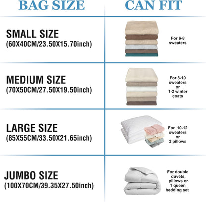 20 Pack Vacuum Storage Bags with Pump, Space Saver Vacuum Storage Bags, Vacuum Seal Bags for Clothing, Comfoters, Pillows, Blanket, Bedding