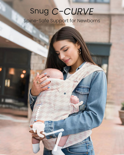 GROWNSY Baby Carrier Newborn to Toddler, Cozy Baby Wraps Carrier, Ergonomic Baby Carrier with Head Support, Tweed Pink