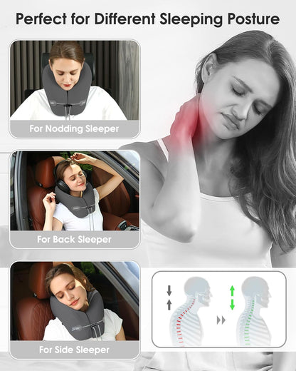 Travel Pillow, Neck Pillow Airplane, Plane Pillow Memory Foam Travel Neck Pillow with 360° Head and Neck Support, Portable Travel Essential Suitable for Airplane, Car, Train, or Bus Trip