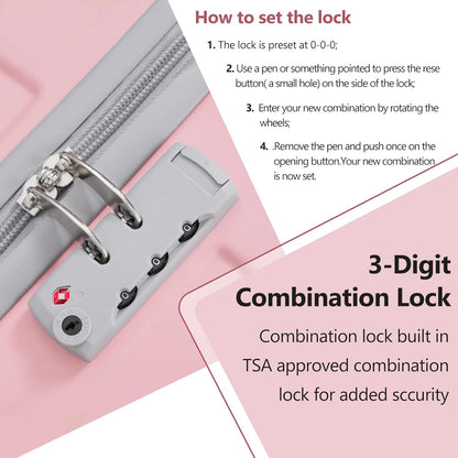 Merax Luggage Set 3 Piece, 20 Inch Carry on Spinner Suitcase with Corner Guards, Lightweight Durable, Airline Approved for Business or Weekend Travel