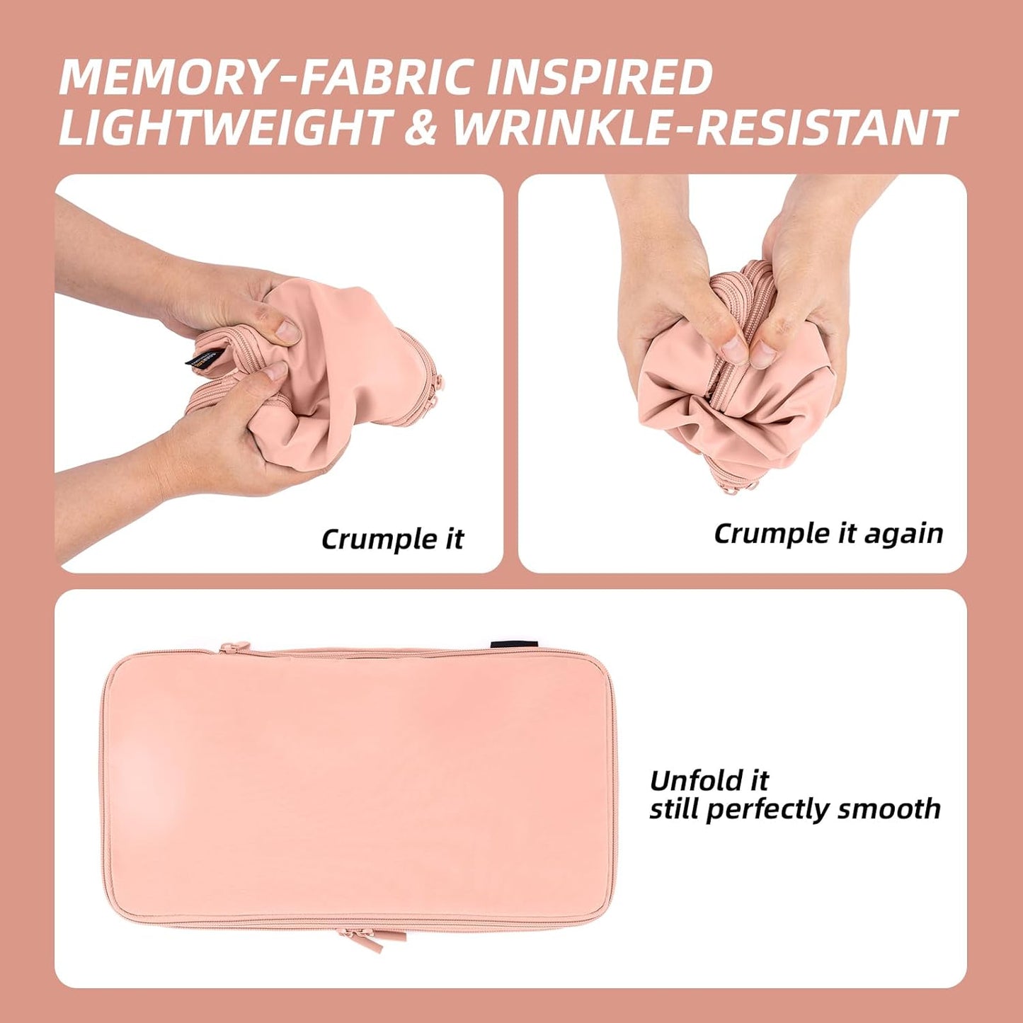 4 Piece Compression Packing Cubes for Suitcases and Backpack, Lightweight Travel Organizers (Dusty Pink)