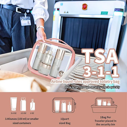 TSA Approved Travel Toiletry Bag, 4 Pack Clear Makeup Bags - Image 3