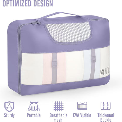 Veken 10 Set Packing Cubes for Travel Essential, Suitcase Organizer Bags in 4 Sizes, Carry-On Luggage Accessories with Large Laundry & Hanging Toiletry Bag, Must-Have for Airplane, Road Trip & Camping