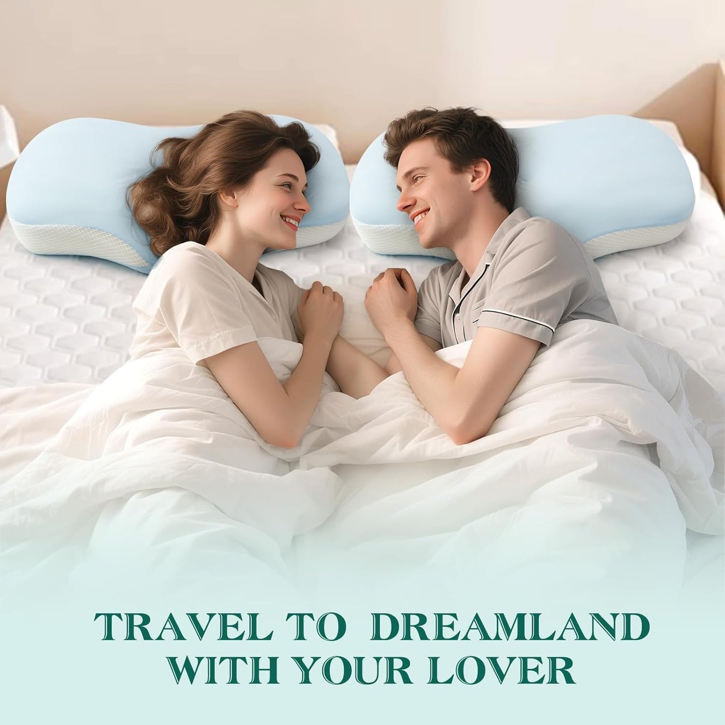 Cervical Pillow for Neck and Shoulder Support, Ergonomic Memory Foam Contour Pillows with Adjustable Dual Heights & Breathable Cover for Side Back Stomach Sleepers (Blue)