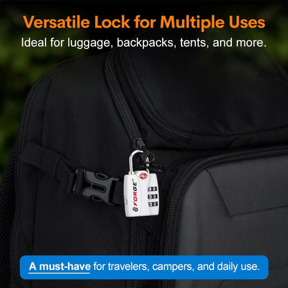 Forge Luggage Locks TSA Approved Locks, Small TSA Locks with Zinc Alloy Body, Open Alert, Easy Read Dials, for Travel Suitcase, Bag, Backpack, Cases, Lockers. White 2 Locks.