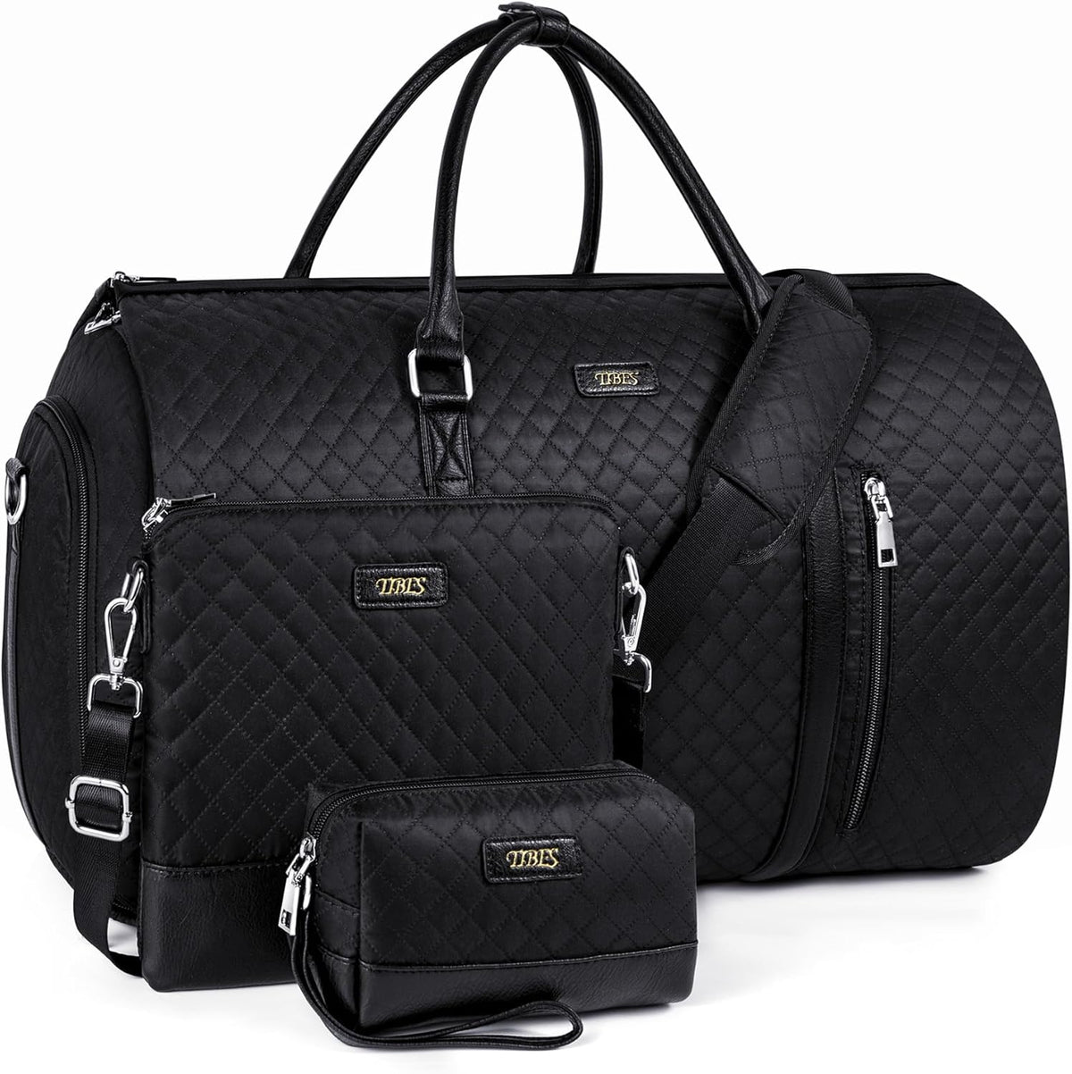 Convertible Garment Duffel Bag for Travel - Carry On Garment Bags With Toiletry Bag Large Weekender Bag for Men Women 2 in 1 Hanging Suitcase Suit Travel Duffel Overnight Bags 4pcs Set
