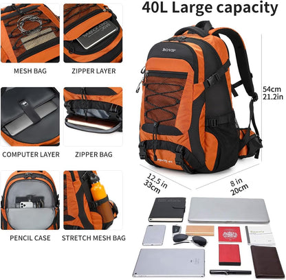 BOVIP 40L Hiking Backpack Waterproof Lightweight Daypack Travel Sports Camping Backpack for Men Women