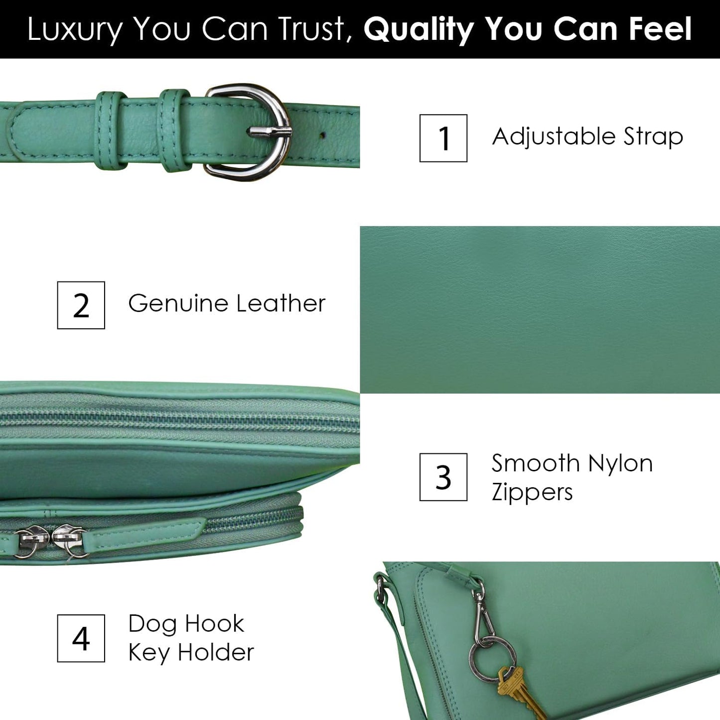 ili New York Genuine Leather Crossbody Bags for Women - Premium RFID Blocking Shoulder Bag Organizer with Adjustable Strap