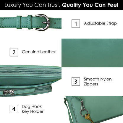 ili New York Genuine Leather Crossbody Bags for Women - Premium RFID Blocking Shoulder Bag Organizer with Adjustable Strap