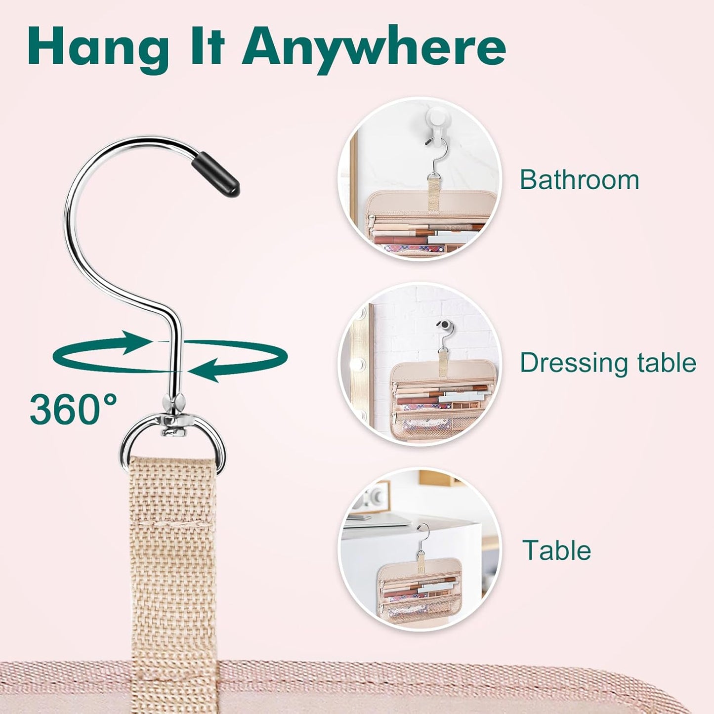 Wedama Toiletry Bag for Women, Large Cosmetic Travel Bag, Hanging Toiletry Bag for Bathroom, Thickened PVC Waterproof Travel Makeup Bag, Toiletries Bag for Travel Business Trips and Camping