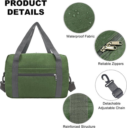 For Spirit Airlines Personal Item Bag 18x14x8 in Underseat Carry-on Luggage foldable Travel Duffle Bag for Airplanes(30L, Army Green)